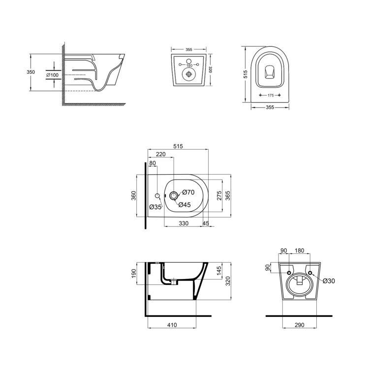Комплект Qtap Swan 2 в 1: унітаз підвісний Rimless + біде підвісне - 2