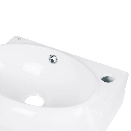 Комплект Qtap Leo: Раковина підвісна овальна права 430x290x140 мм White + Донний клапан PU02O - 5