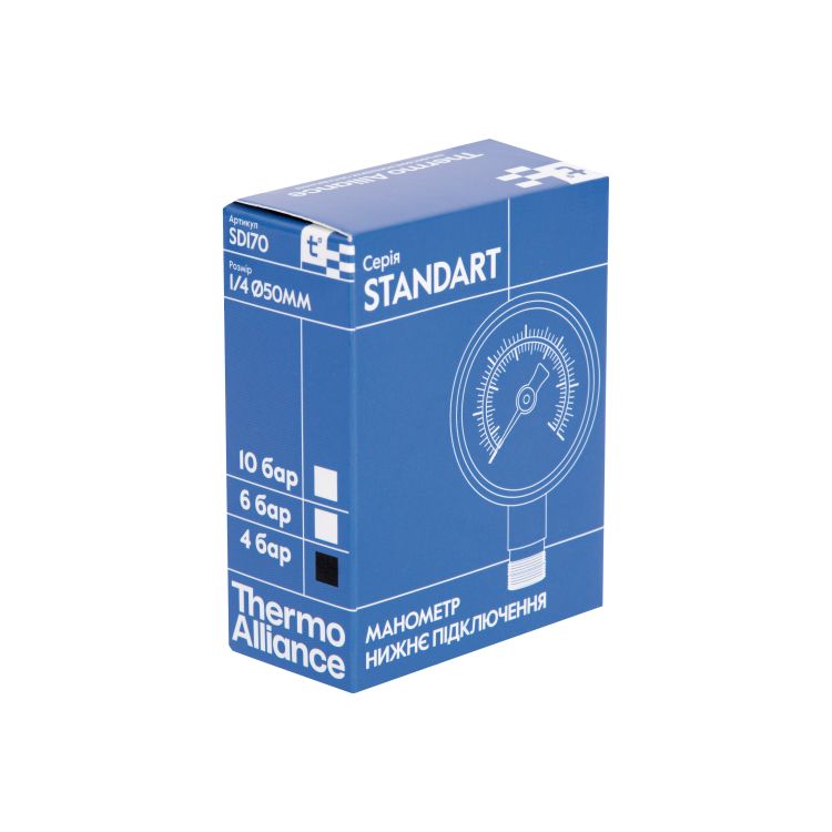 Манометр SD Plus 50мм 1/4&amp;quot;, нижнее подключение 4 бар SD1704B - 7