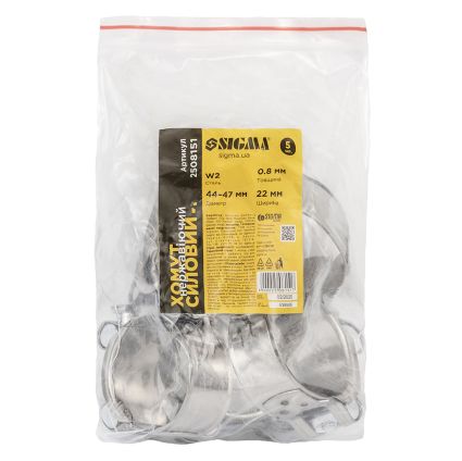 Хомут силовой нержавеющий 22мм Ø44-47мм SIGMA (2508151) - 5