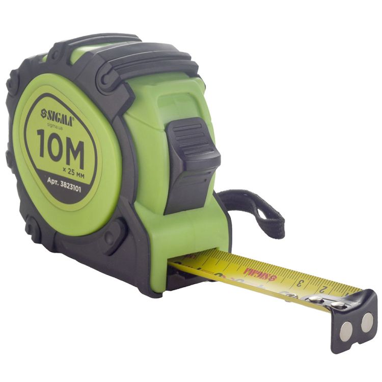 Рулетка магнитная фиксатор+тормоз 10м*25мм Sigma (3823101) - 1