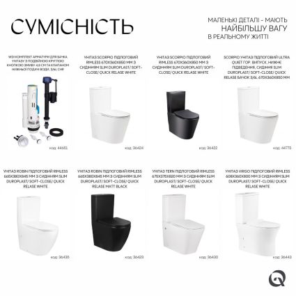 Qtap WDI комплект арматури для бачка унітазу з подвійною круглою кнопкою змиву 4,8 см та клапаном нижньої подачі води, 3 / 6L CHR - 5