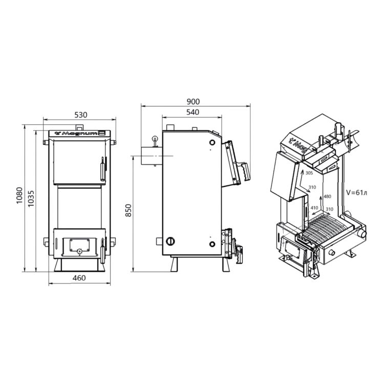 Котел твердопаливний сталевий Thermo Alliance Magnum V 5.0 SF 16 - 2