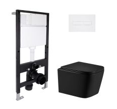 Готове рішення Qtap для ванної кімнати: підвісний унітаз Crow Ultra Quiet 485x340x290 + комплект інсталяції Standard (лінійна клавіша White)