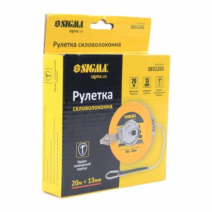 Рулетка скловолокно 20м*13мм Sigma (3831201) - 5