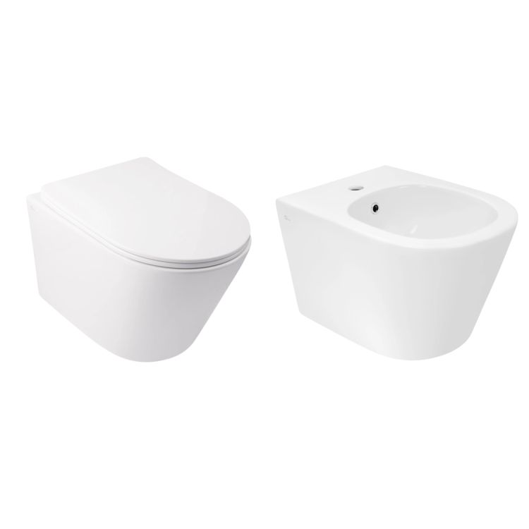 Комплект Qtap Swan 2 в 1: унітаз підвісний Rimless + біде підвісне - 1