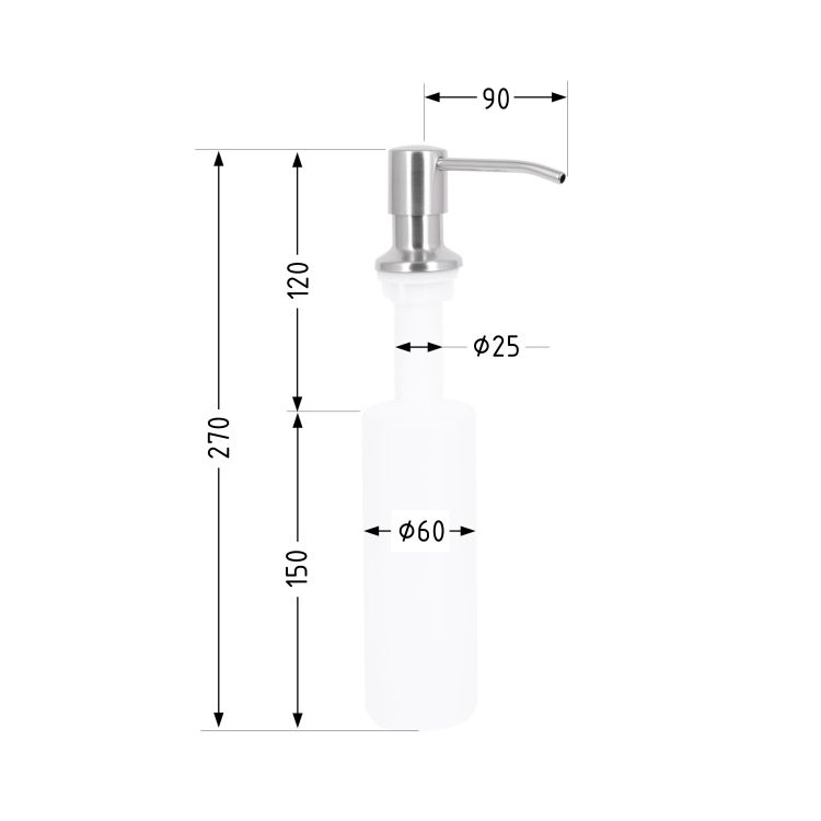 Дозатор для миючого засобу Lidz Acsis LA29 Brushed Steel, круглий LDACSLA29BRU49828 - 2