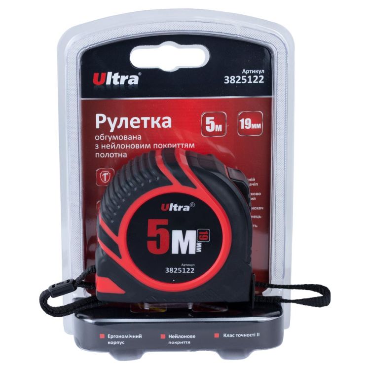 Рулетка обгумована з нейлоновим покриттям полотна 5м×19мм Ultra (3825122) - 6