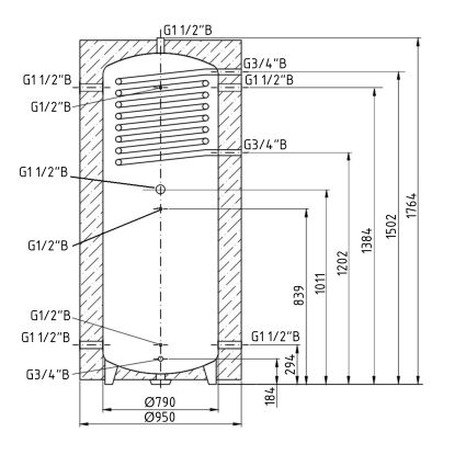Теплоакумулятор Thermo Alliance TAI-10 750 з теплообмінником 1,4 кв. м з ізоляцією 80 мм - 2