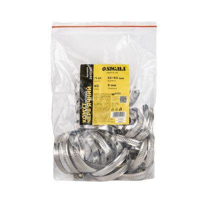 Хомут черв'ячний нержавіючий 9мм D32-50мм 25шт Sigma (2510101) - 5