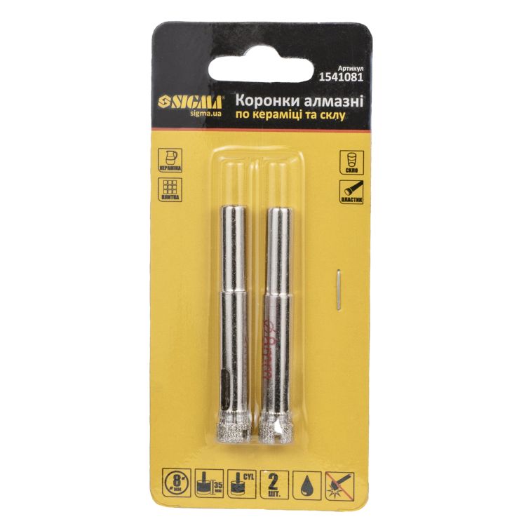 Коронки алмазные по керамике и стеклу Ø8мм Sigma (1541081) - 6