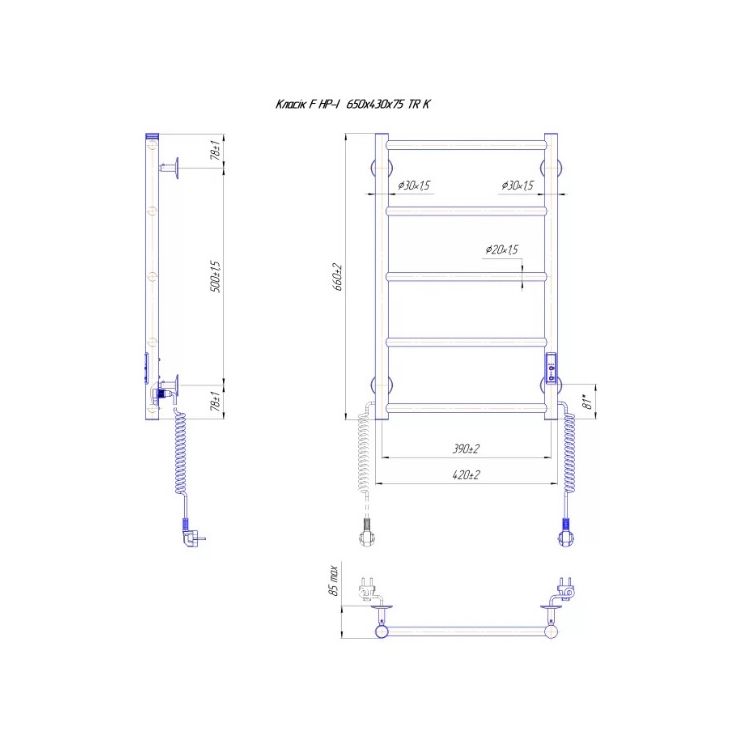 Рушникосушарка електрична 650х430/75 Класік HP-I TR K біл. мат Mario - 2
