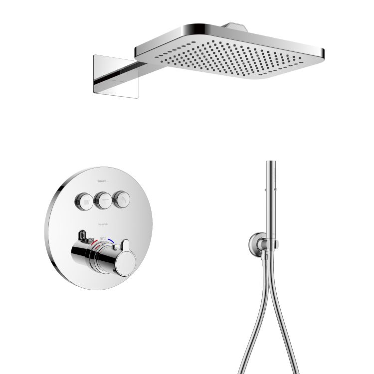 SMART CLICK система душевая скрытого монтажа, термостат 2 функции, форма R (ZMK101901101(NO:1-2)+ZMK101901101(NO:2-2)+ZMK101901233+ZMK101901215), хром - 1