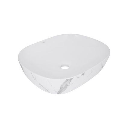 Раковина накладна Qtap Aquarius 470x380x120 мм, Marble, прямокутна, з донним клапаном QTAQA188MR49782 - 1