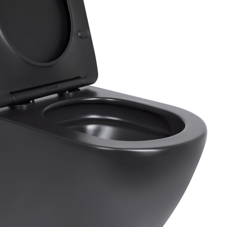 Унітаз підвісний Qtap Robin New Ultra Quiet безобідковий з сидінням Soft-close MATT BLACK QT13332381АSMB - 6