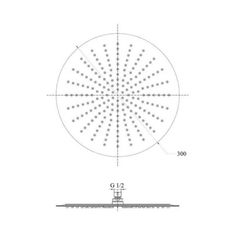 Лійка для верхнього душу Лейки Lidz Лейка 130 300 мм округла LDNIA130NKS32451 Nickel - 2