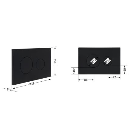 Клавіша змиву Qtap Standard 152x236x28 мм, Matt Black, кругла QTSTD164BLM49470 - 2