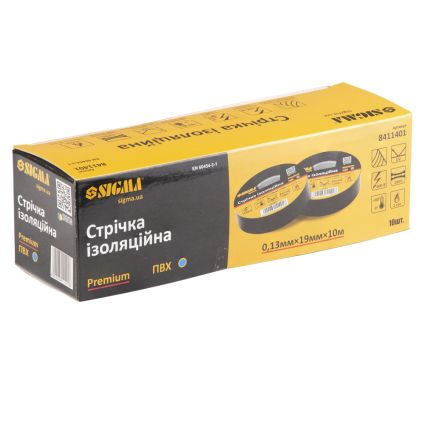 Ізолента ПВХ (синя) 0,13 мм×19мм×10м Premium Sigma (8411401) - 3