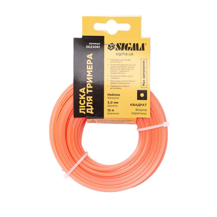 Леска для триммера армированный квадрат Ø3.0мм 15м SIGMA (5623061) - 6