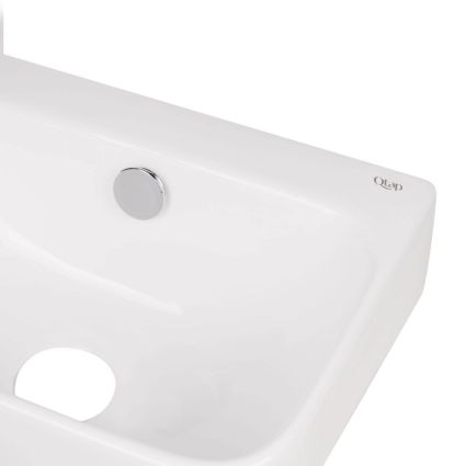 Комплект Qtap Tern: Раковина підвісна прамокутна ліва 450х260х155 мм White + Донний клапан PU02O - 5
