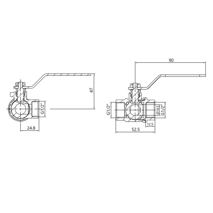 Кран шар. 3-х ход. 1/2 Sandi (трехходовой) SD310W15 - 2