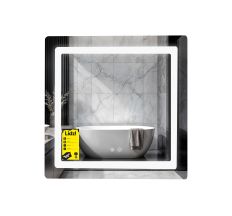 Дзеркало Lidz Kubis (KU2) 700х700 з LED-підсвічуванням Touch, з антизапотіванням, з димером, рег. яскравості LDKU70070049288