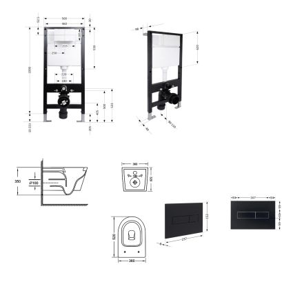 Готове рішення Qtap для ванної кімнати: підвісний унітаз Jay Ultra Quiet 520x360x320 + комплект інсталяції Standard (лінійна клавіша Black) - 2