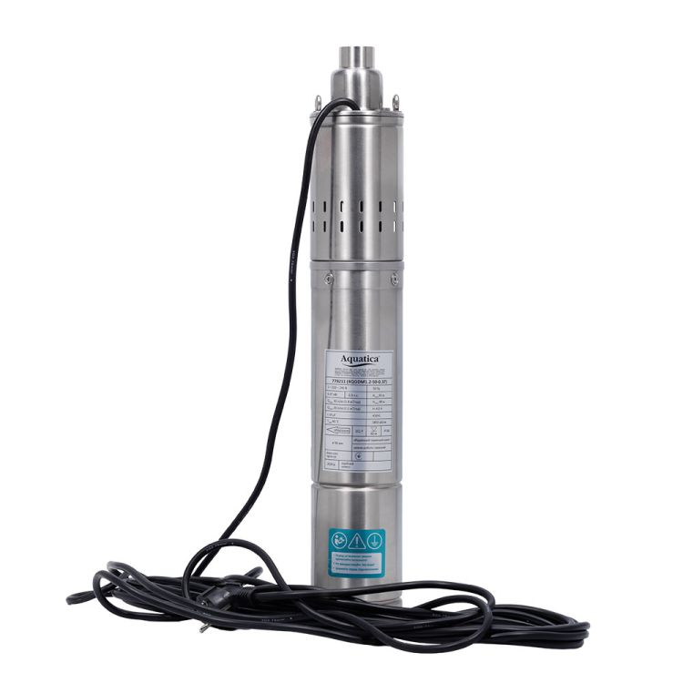 Насос шнековый 0.37кВт H 95(48)м Q 30(20)л/мин Ø96мм 10м кабеля (4QGDM1.2-50-0.37) Aquatica (778211) - 1