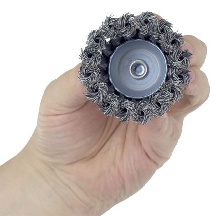 Щетка проволочная чашеобразная Ø75мм хвостовик Ø6мм (стальная витая) Sigma (9028071) - 2