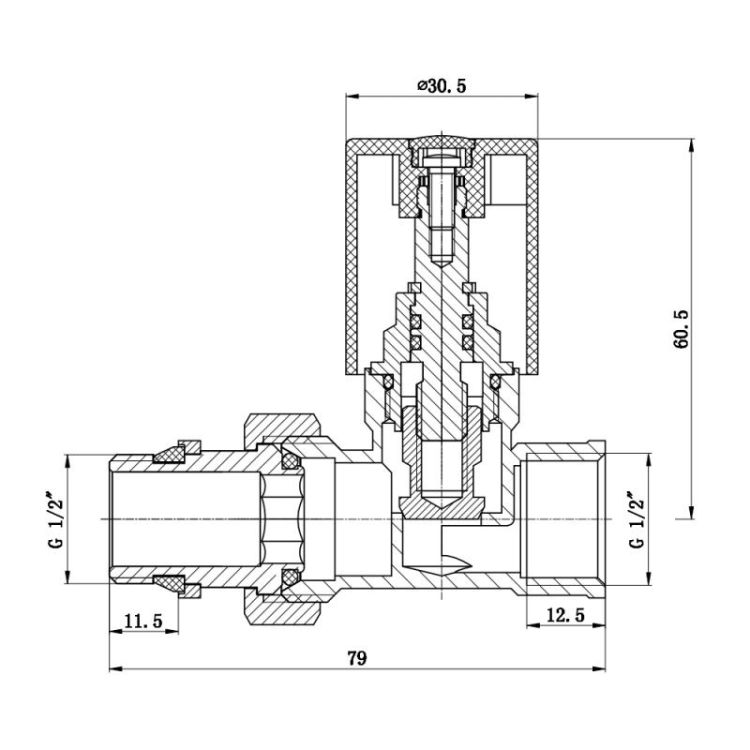 Кран для рушникосуш. прямий 1/2 антипротікання ХРОМ 237W 1/2 Forte - 2
