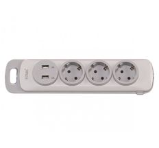 Л 4331 Колодка третью с/з с кнопкой + USB LUXEL NOTA