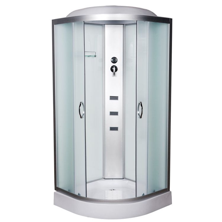 Гідробокс 61W RC 90х90х210 мілкий піддон скло сіре 4мм, профіль сатин (задн.стінка біла) - 1