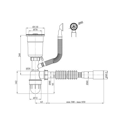 Сифон для кухонної мийки Lidz LK17, випуск 115 мм, колбовий з круглим переливом (выход гофра 40/50мм) (LDLK17SS46398) - 2