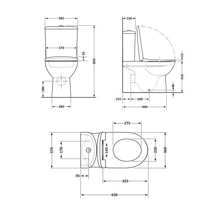 Унитаз-компакт Qtap Robin Ultra Quiet безободочный с сиденьем Soft-close QT13226089AW - 2
