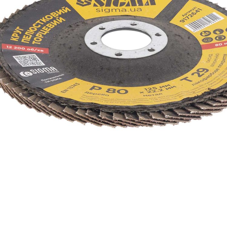 Круг лепестковый торцевой Т29 (конический) Ø125мм P80 Sigma (9172641) - 5