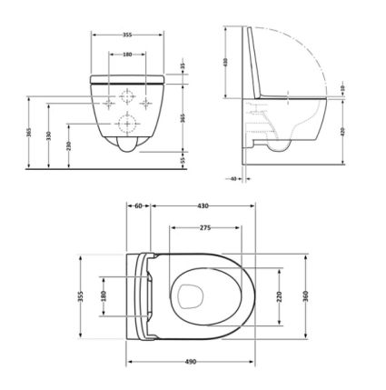Унітаз підвісний Taurus Ultra Quiet QT2433084EUQW, гор.вип.,сидіння Slim Duroplast White Q-tap - 2