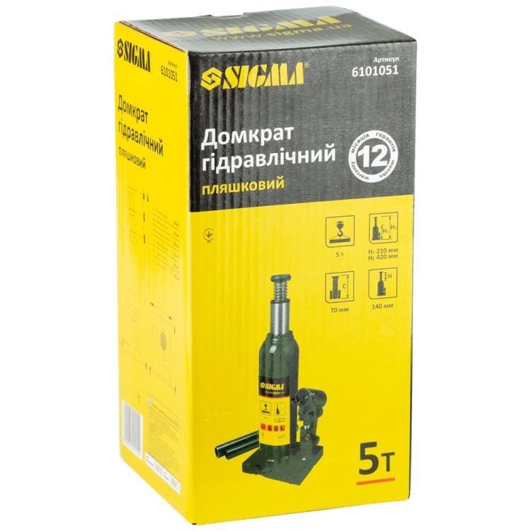 Домкрат гидравлический бутылочный Sigma 5т H 216-413мм (6101051) - 7