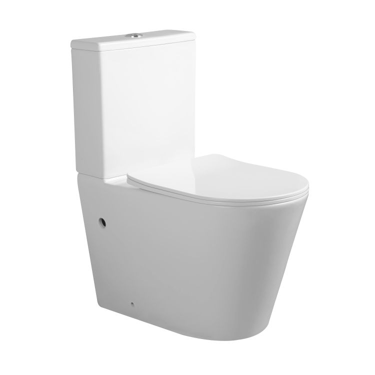 Унітаз підлоговий Qtap Vlasta Ultra Quiet безобідковий з сидінням Soft-close WHITE QT28228300W - 1