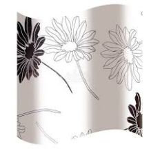 Шторка для ванної, чорно-білі квіти 2100818