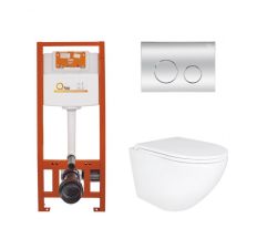 Комплект Robin Ultra Quiet унитаз QT1333046EUQW+инсталляция Nest 4 в 1 (круглая кл. Chrome) Q-tap