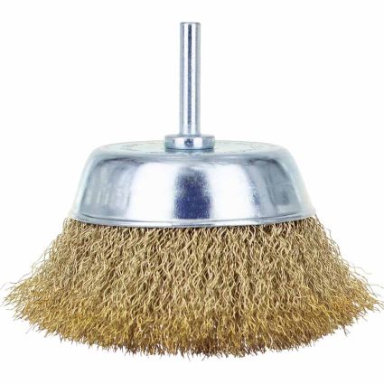 Щетка проволочная чашеобразная Ø100мм хвостовик Ø6мм (латунированная) Sigma (9015101) - 2