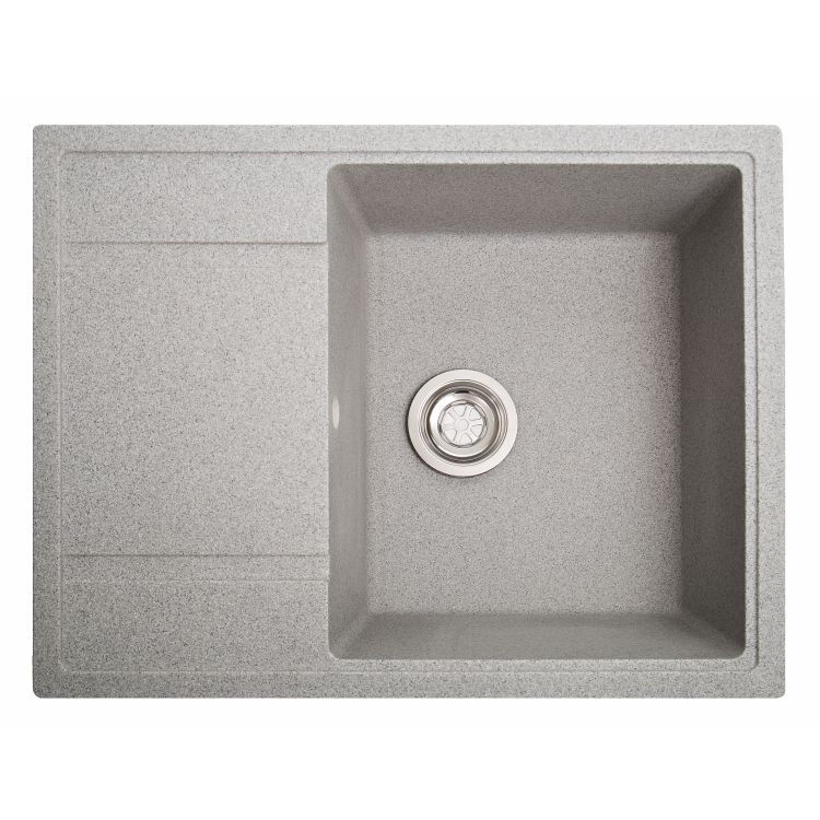 Мойка SOLID Optima 650*510 серый из искусственного камня, с сіфоном - 1