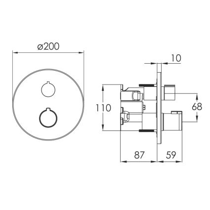 CENTRUM змішувач для ванни, термостат, прихований монтаж (1 споживач), форма R - 2