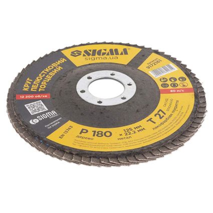 Круг лепестковый торцевой Т27 (прямой) Ø125мм P180 Sigma (9172161) - 3