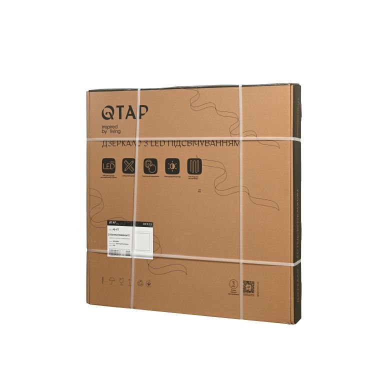 Дзеркало Qtap Mideya (MI1) 800x800 з LED-підсвічуванням Touch, з антизапотіванням, димером, рег. яскравості QT2078NCF808048477 - 6