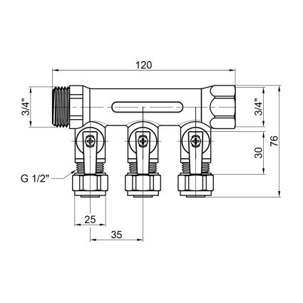 Коллекторбалка 16*3/4 &amp;quot; 3-ой с перекрытием SD231W3 - 2