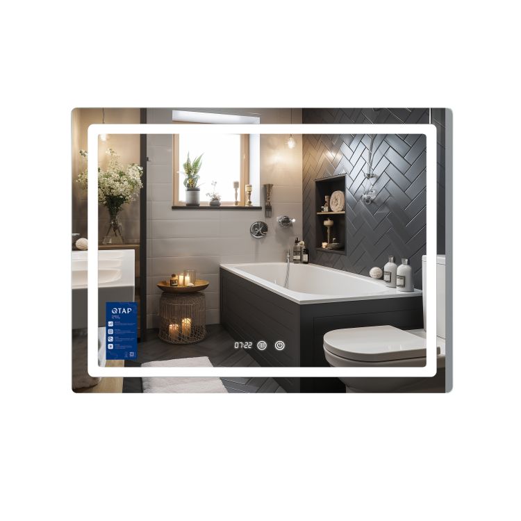 Дзеркало Qtap Mideya (MI2) 1000х800 з годинником, з LED-підсвічуванням Touch, з антизапотіванням, димером, рег. яскравості QTMID100080049266 - 1