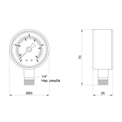 Манометр SD Plus 50мм 1/4&amp;quot;, нижнее подключение 4 бар SD1704B - 2