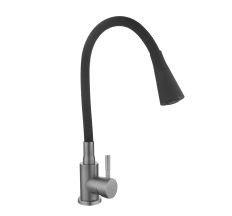 Змішувач для кухні Lidz Aria 015F31 (k35) з гнучким виливом LDARI015F31BGRP49566 Graphite/Black