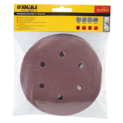 Шлифовальный круг 6 отверстий Ø150мм P240 (10шт) Sigma (9122311) - 5